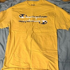 Men’s Champion t shirt, yellow, medium